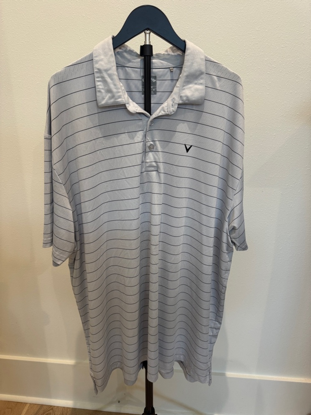 Callaway Men's Light Gray Striped Performance Polo